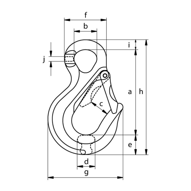 lifting hook dimension schematic